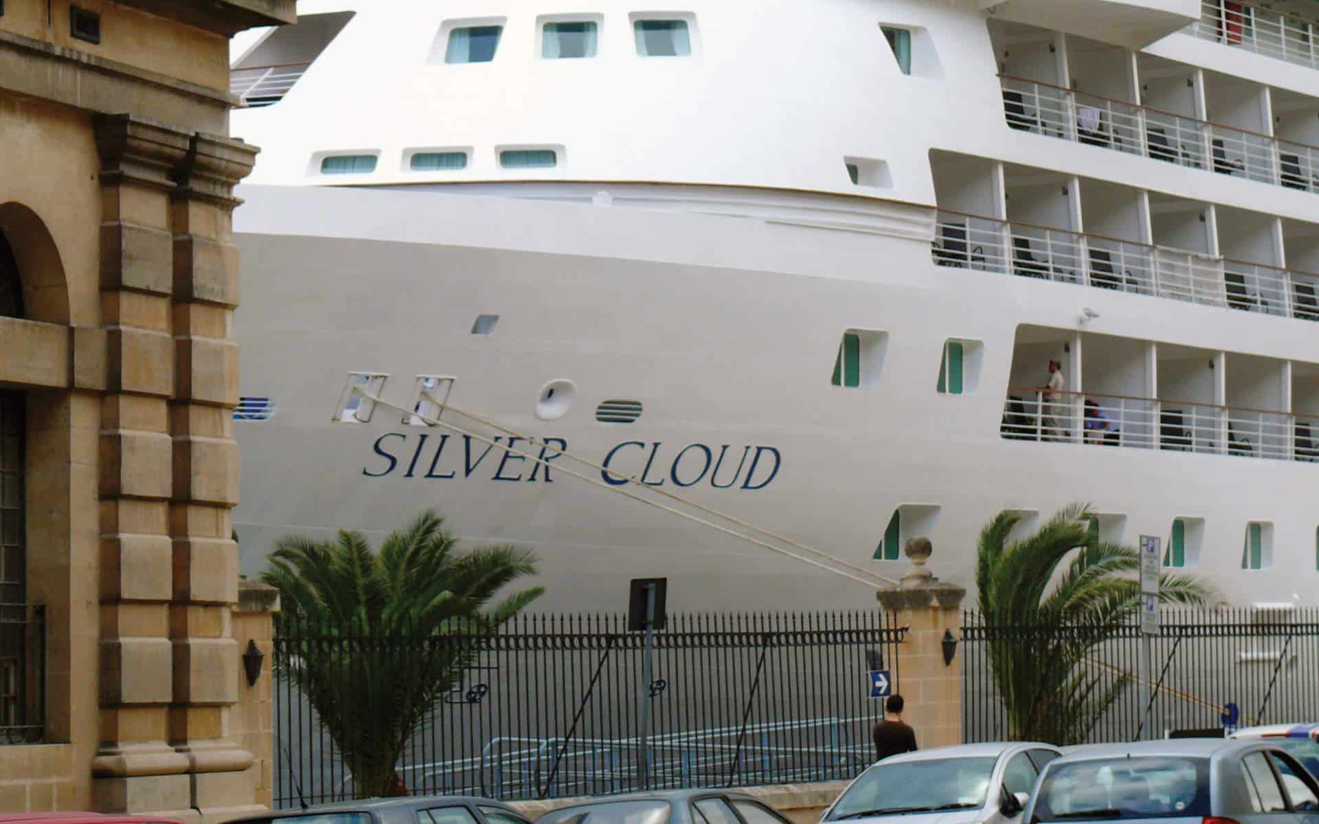The Silver Cloud cruise ship in Valetta, Malta.