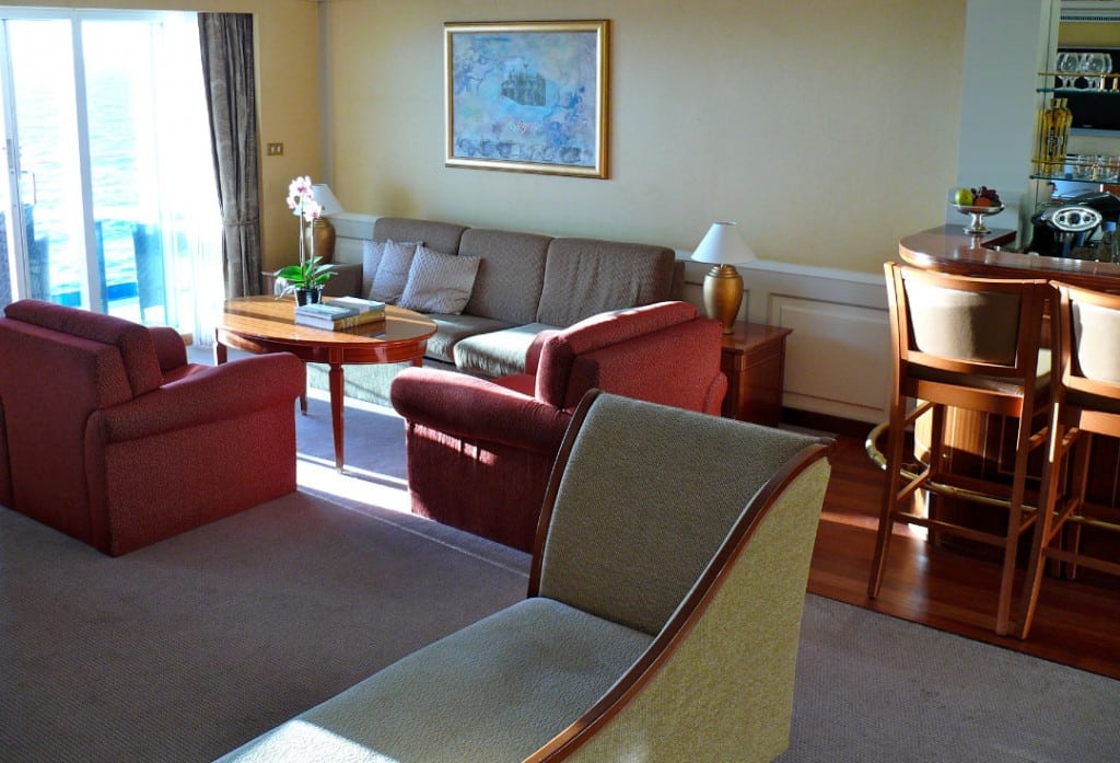 The sitting area in the Grand Suite onboard the Silver Shadow.