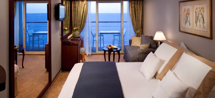 Azamara double upgrade to a Club Veranda Stateroom.