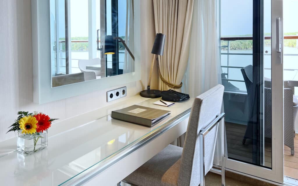 A writing desk on Azamara Quest.