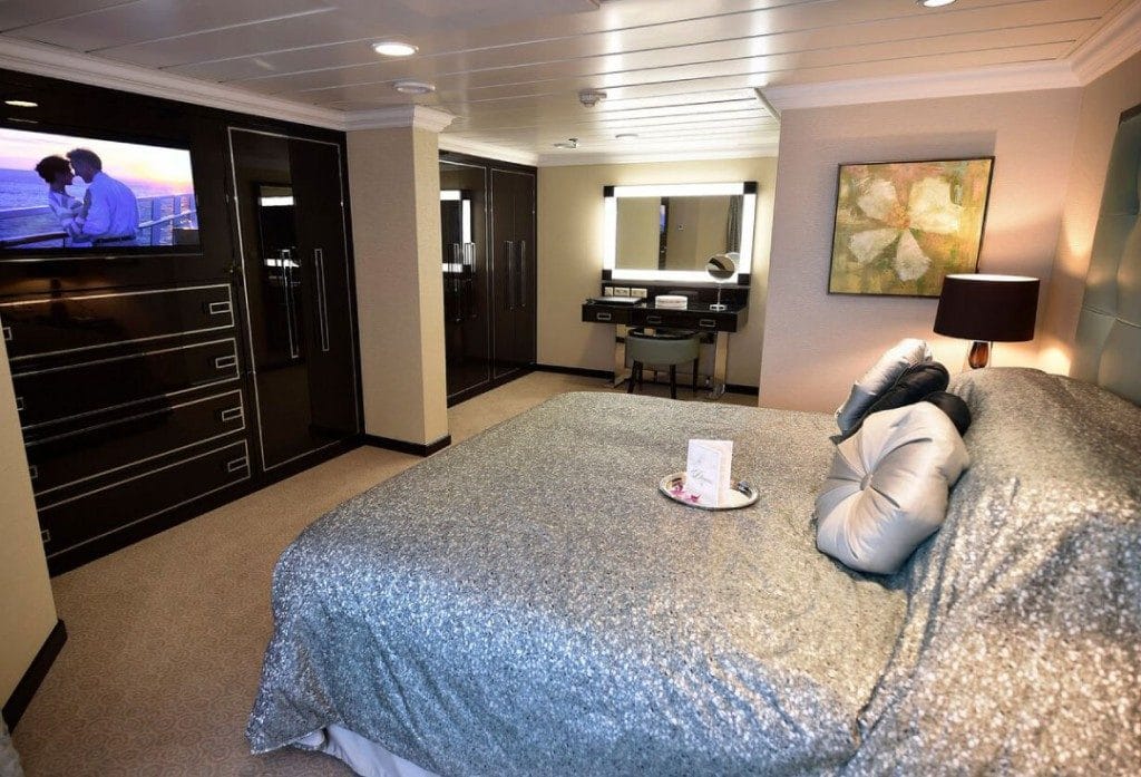 Luxury bedroom in one of Sirena's suites.