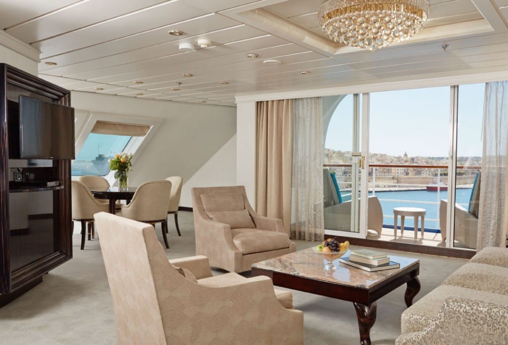 The luxurious Grand Suite on Seven Seas Mariner.