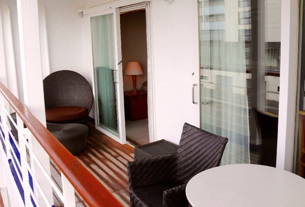 The large, teak veranda in the Silver Suite.