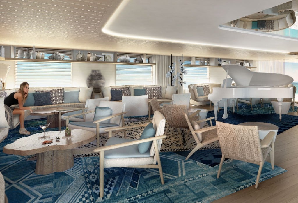 Artists rendering of the new Ponant explorer yacht main lounge.