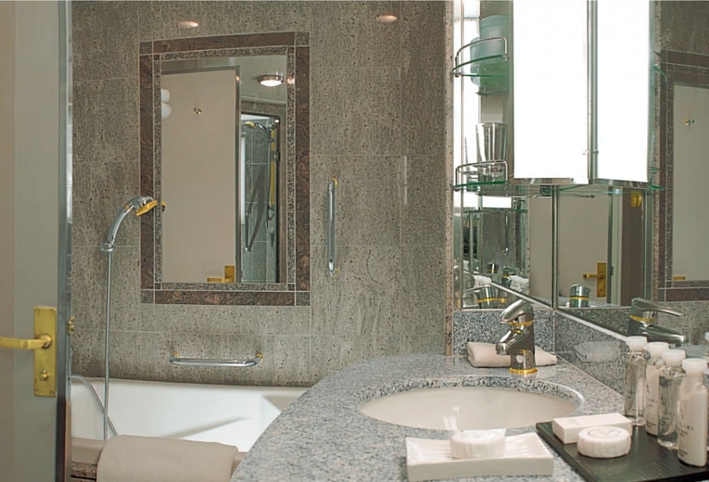 The opulent marble bathroom in the Owners Suite.