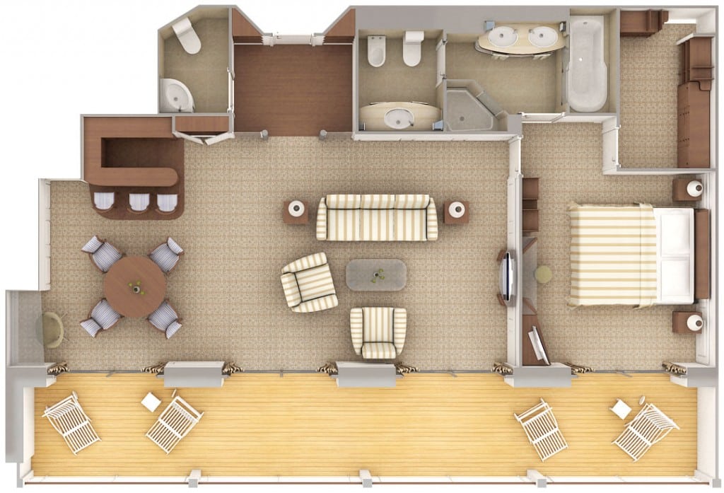 The Owners Suite layout onboard the Silver Whisper.