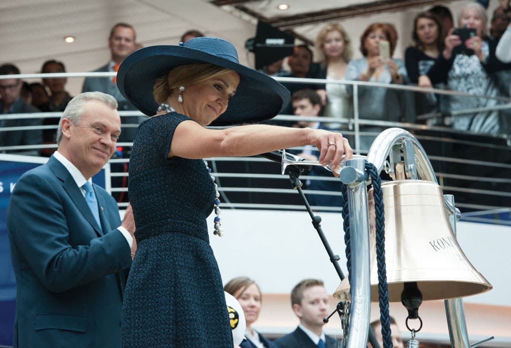 Her Majesty Queen Máxima of The Netherlands christens ms Koningsdam.