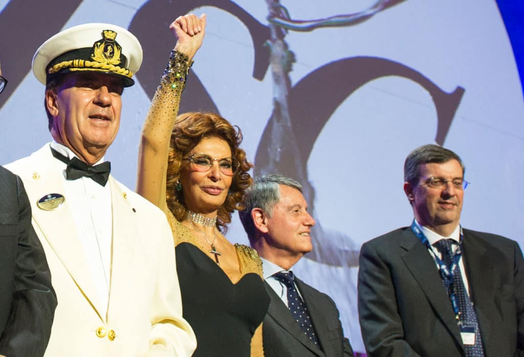 Cruise ship godmother Sophia Loren presides over the christening ceremony of MSC Preziosa.