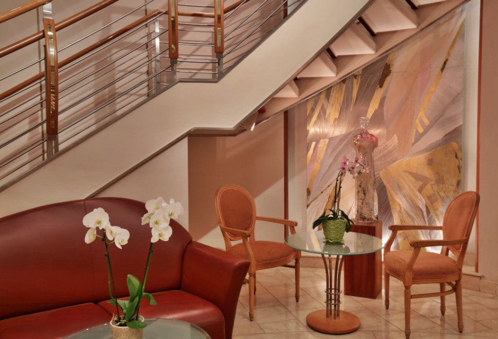 A tasteful new sitting area outside The Restaurant on the refitted Silver Whisper.