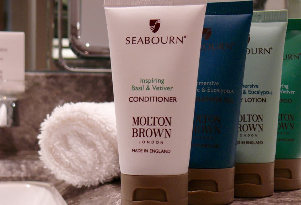 Luxurious Molton Brown spa products from London are replenished daily.