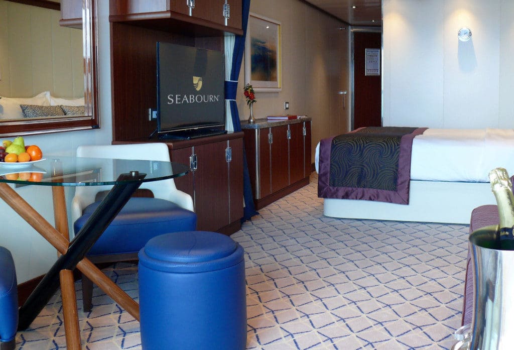 The Seabourn Encore Veranda Suite is bright and spacious.