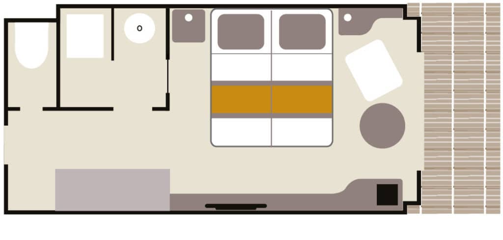 Layout of the Prestige & Deluxe Staterooms on L'Austral.
