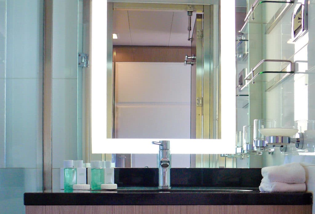 The attractive designer bathroom.
