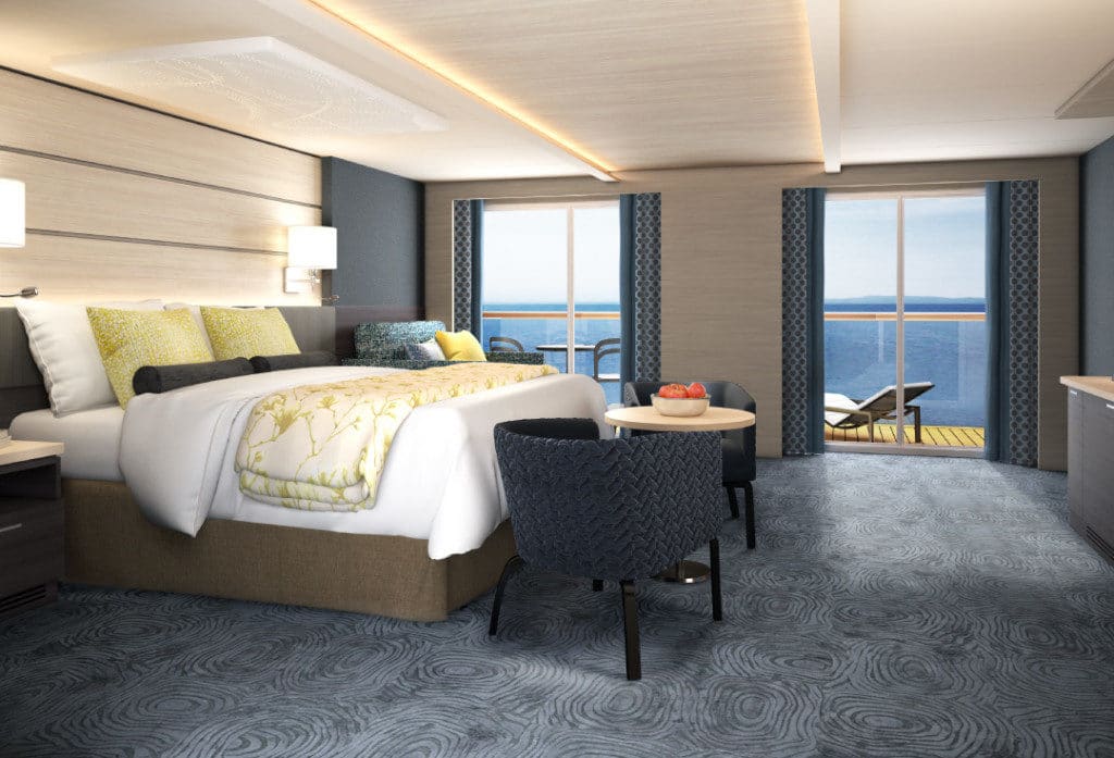 Rendering of the spacious Concierge Suite on Norwegian Joy.