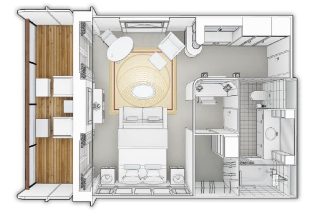 Queen Mary 2 Queens Suite layout.