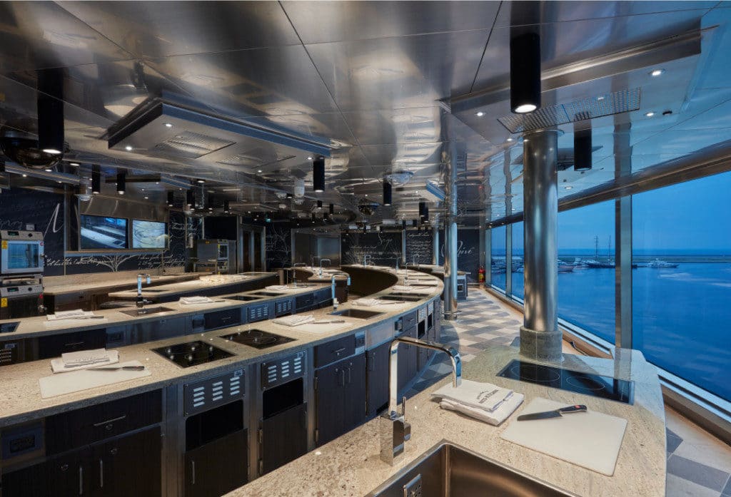 Layout of the Culinary Arts Kitchen on Seven Seas Explorer.