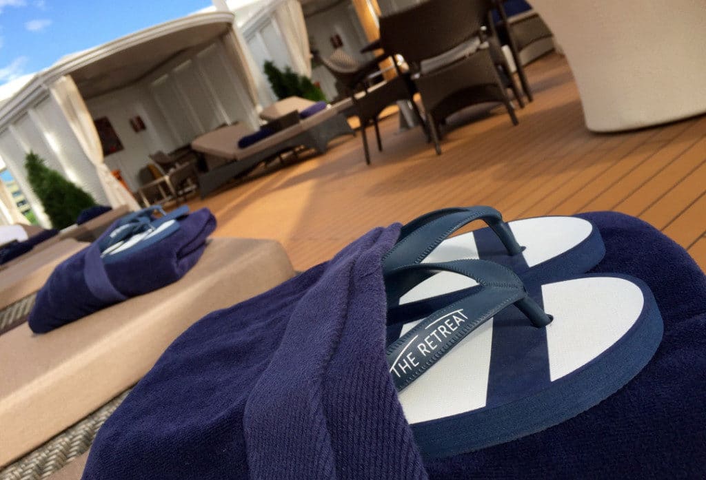 Guests at Seabourn Encore The Retreat get signature flip-flops!
