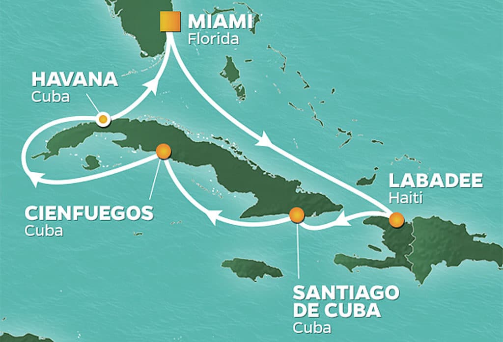Itinerary for the 10 night Azamara Cuba Intensive voyage.