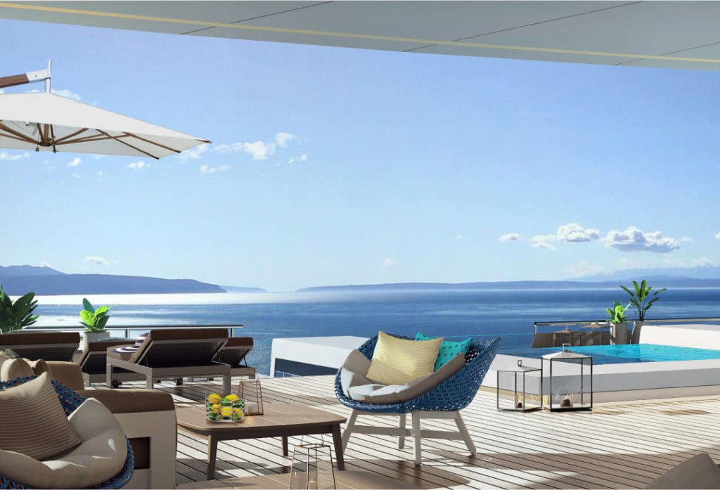 The rear-facing bar on The Ritz-Carlton Yacht Collection is reminiscent of that on Ponant ships.