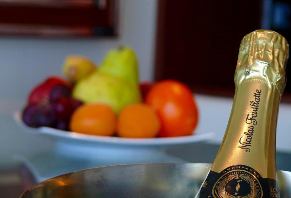 Nicolas Feuillatte champagne served during our Seabourn Encore review.