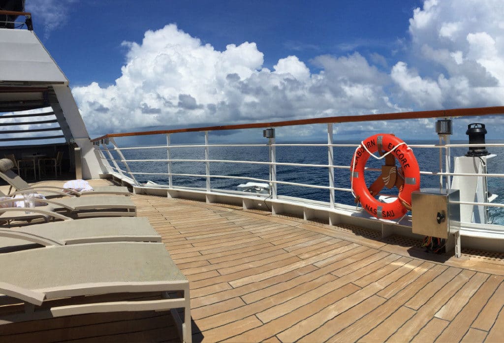 The view from the rear facing Seabourn Encore pool.