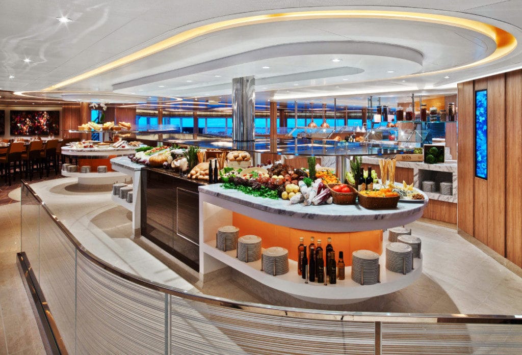 The Colonnade offers a relaxed buffet meal service.