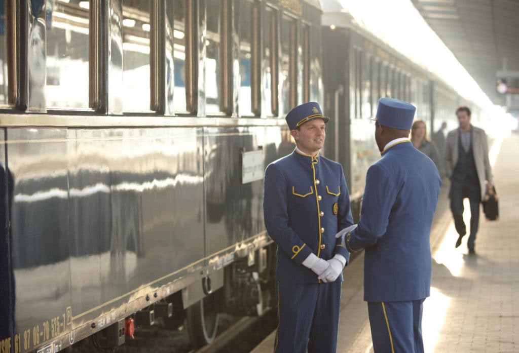 Passengers joining the Orient Express in Venice.