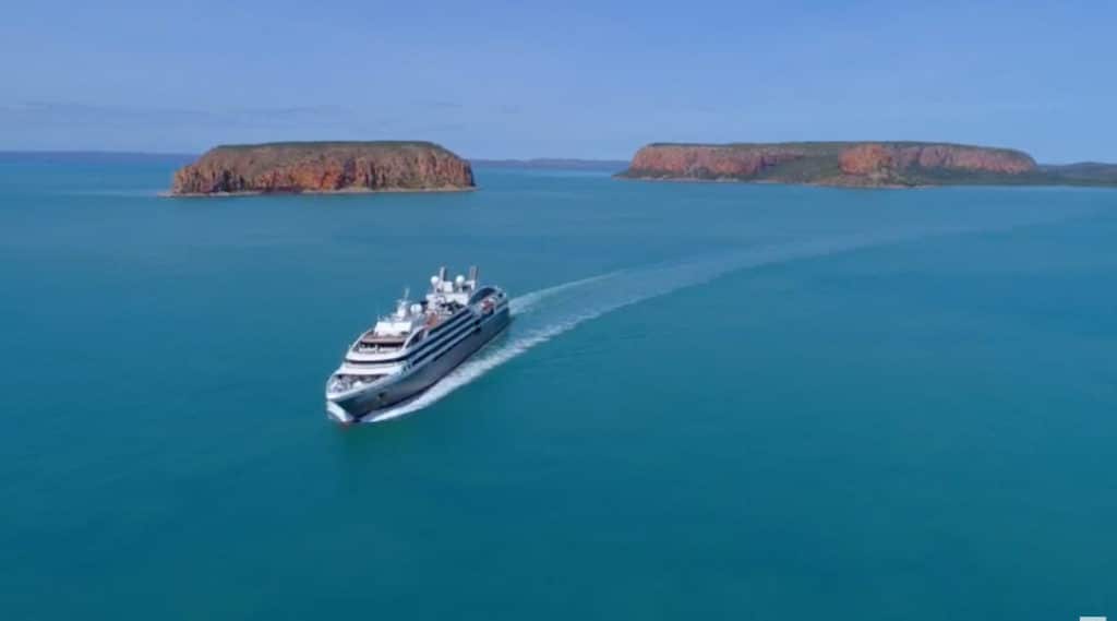 The luxurious L'Austral sails through The Kimberly - Courtesy Nick Rains.