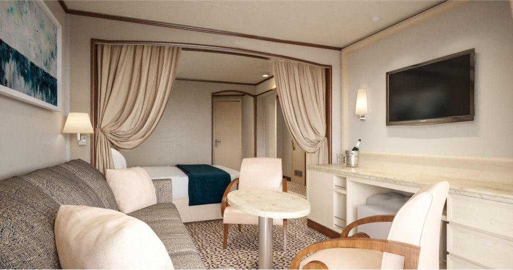 Veranda and Vista Suites get the Silver Muse decor too.