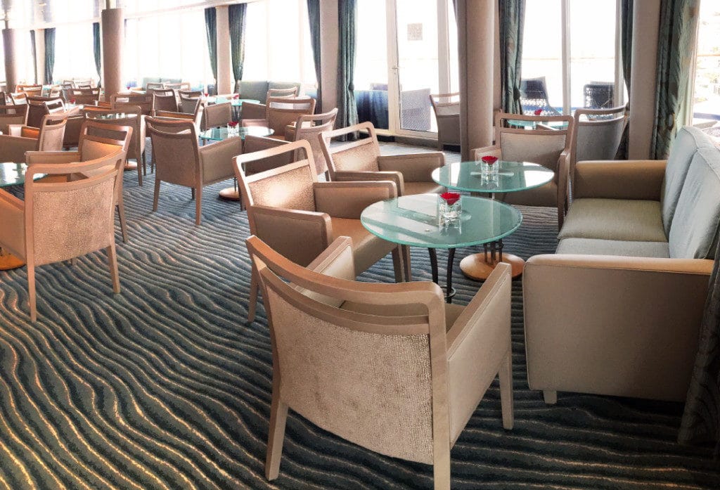 The Silver Whisper Panorama Lounge has been refreshed with Silver Muse decor.