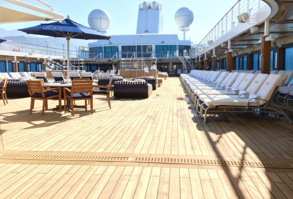 The teak pool deck was rejuvenated just before my Nautica review in 2017.