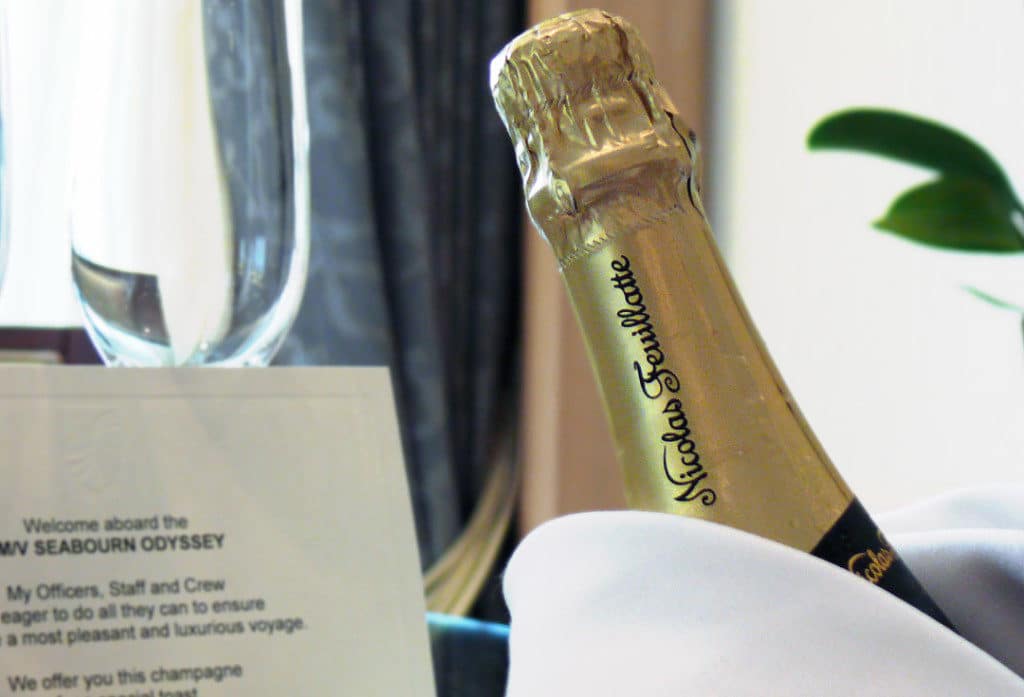 The house Champagne was from Nicolas Feuillatte on our Seabourn Odyssey review voyage.