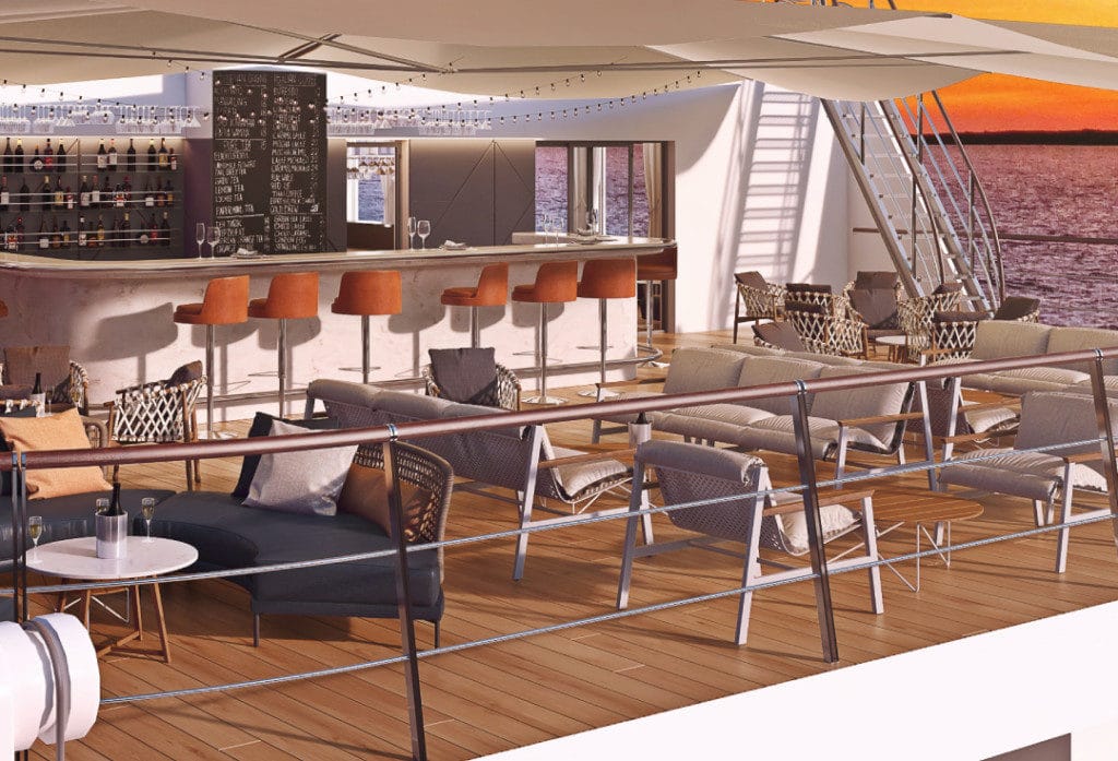 A rendering of the outside bar onboard Coral Adventurer.