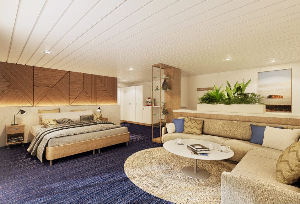 A rendering of the spacious new Bridge Deck Suite.