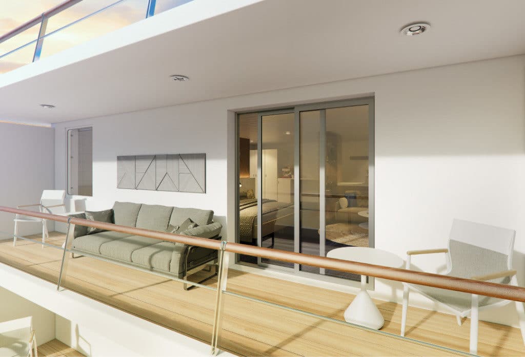 Coral Adventurer suites will boast an oversized balcony.