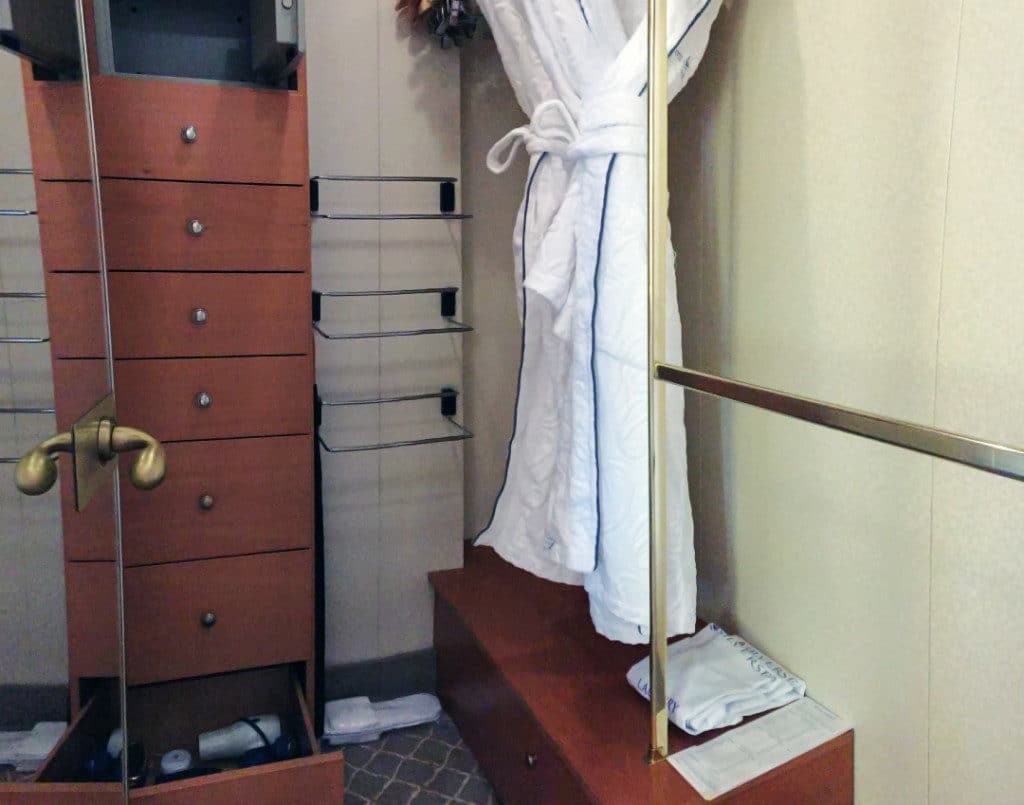 The Silver Whisper Veranda Suite closet has lots of room.