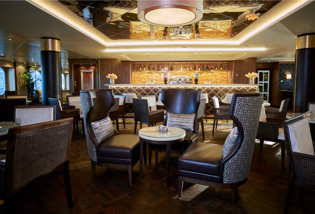 Stylish new leather furnishings in Coffee Connection on Seven Seas Mariner.