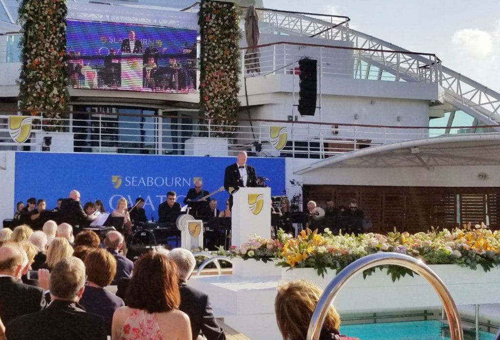 Captain Stig Betten at the Seabourn Ovation christening.