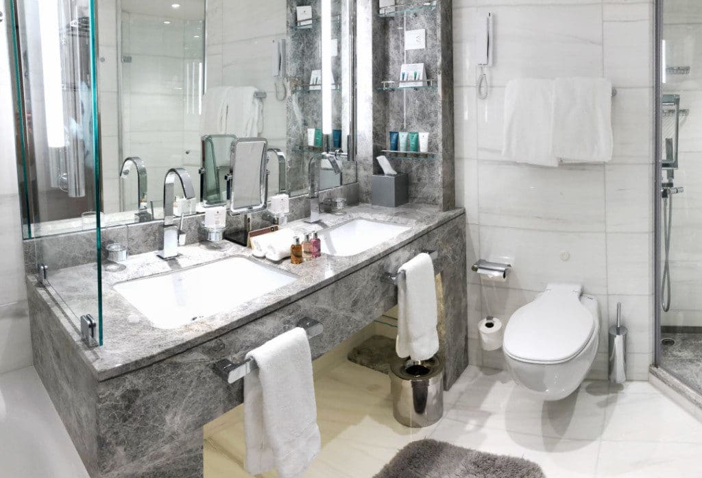 Hotel-style bathrooms in every Seabourn Ovation Veranda Suite.