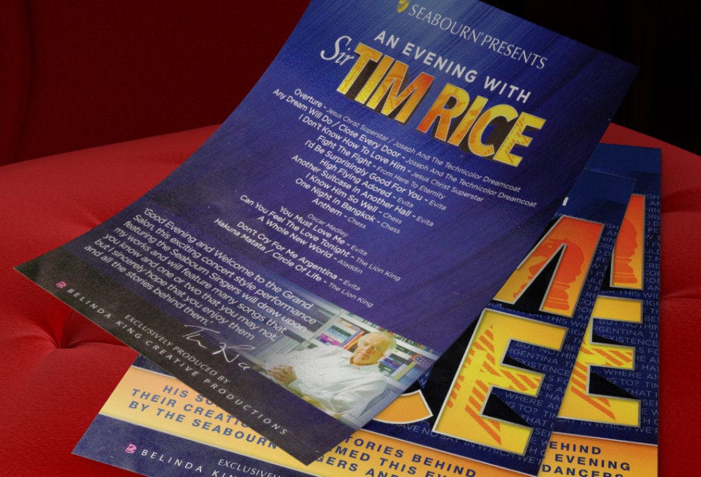 "An Evening with Sir Tim Rice" is not to be missed.