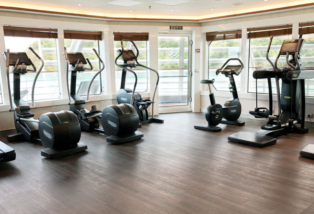 The Silver Muse gym has great ocean views.
