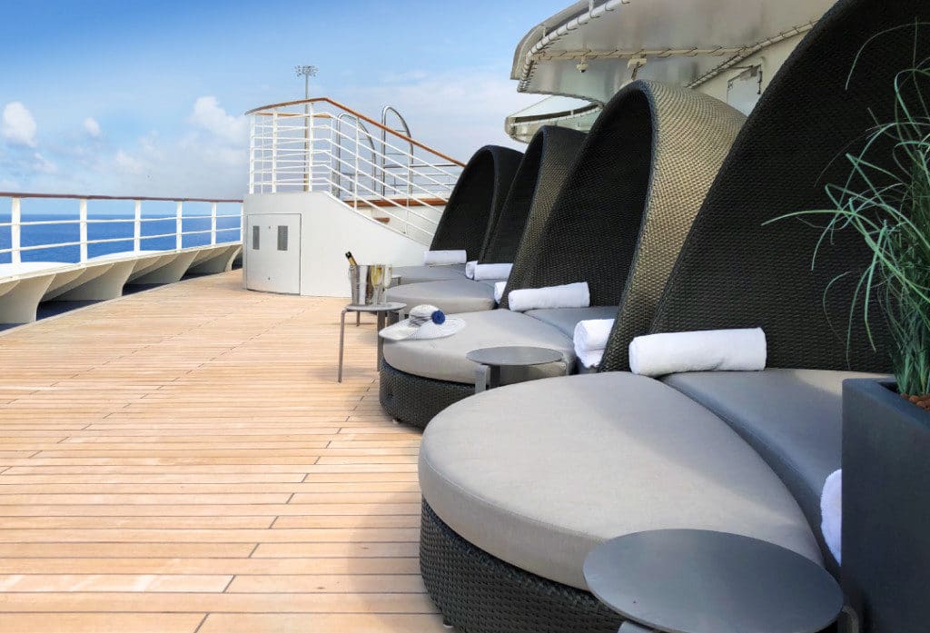 The sun terrace on Silver Muse.