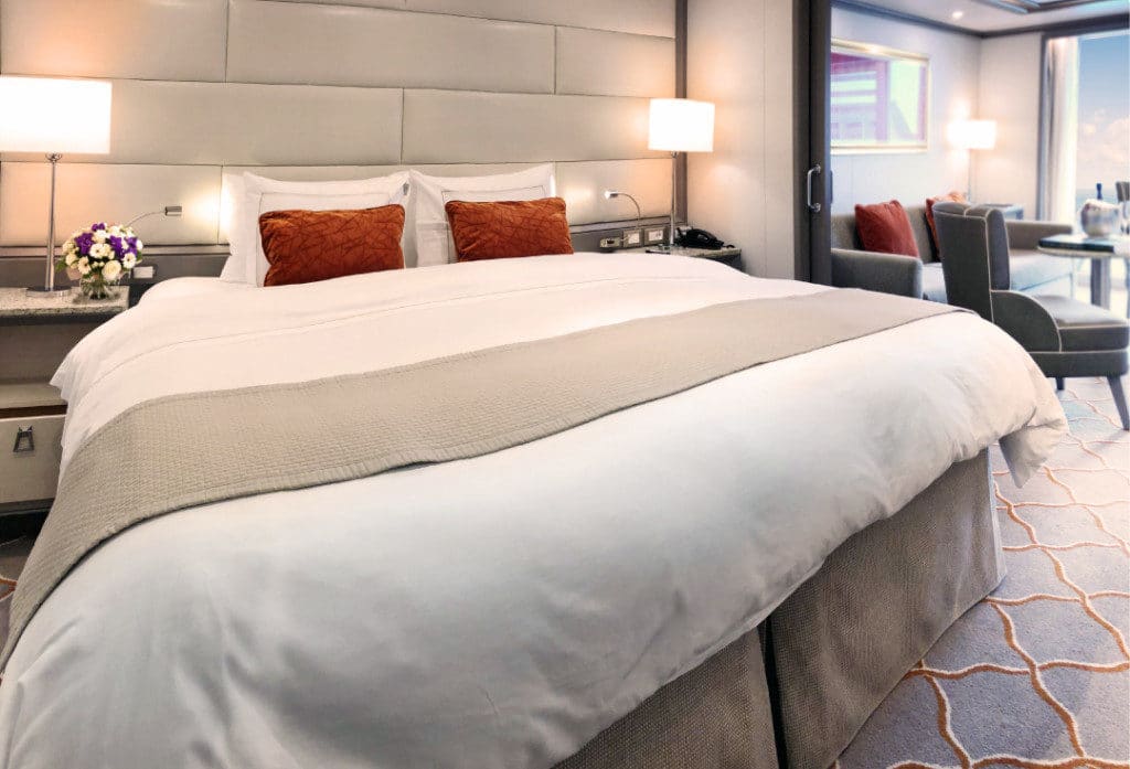 The bedroom in the Silver Suite has a king size bed.