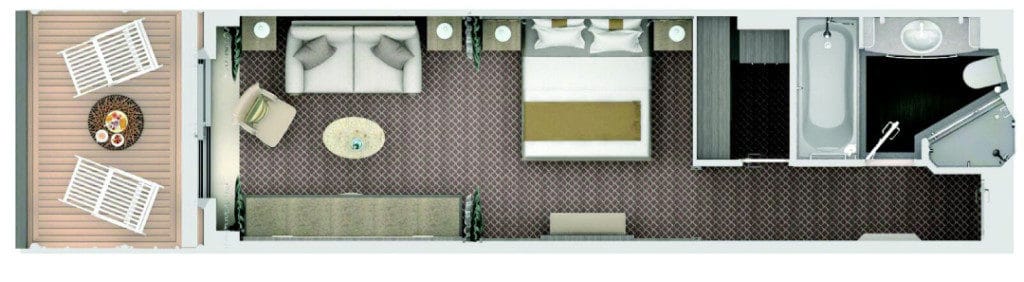 The Silver Muse Veranda Suite floor plan.
