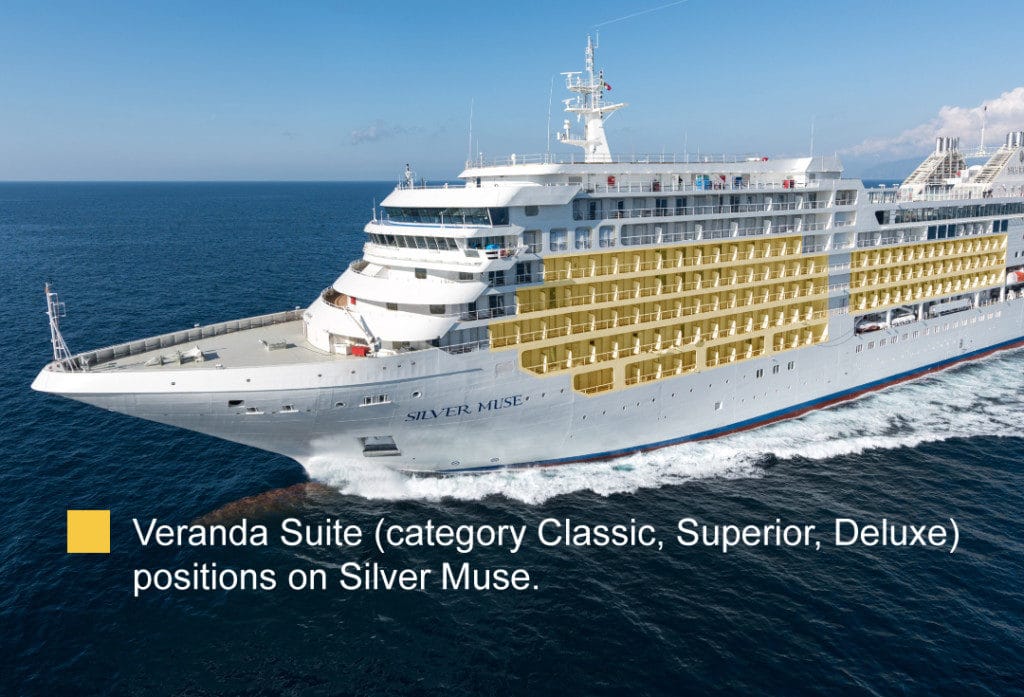 Veranda Suite positions onboard Silver Muse.