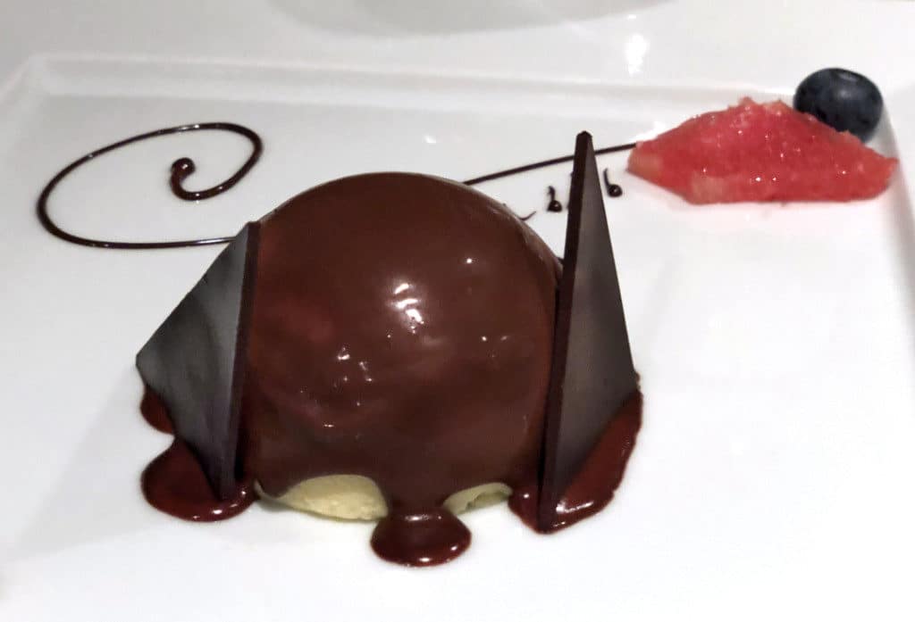 The indulgent Semifreddo di Zabaione as served in Toscana, one of the best Oceania Regatta restaurants.