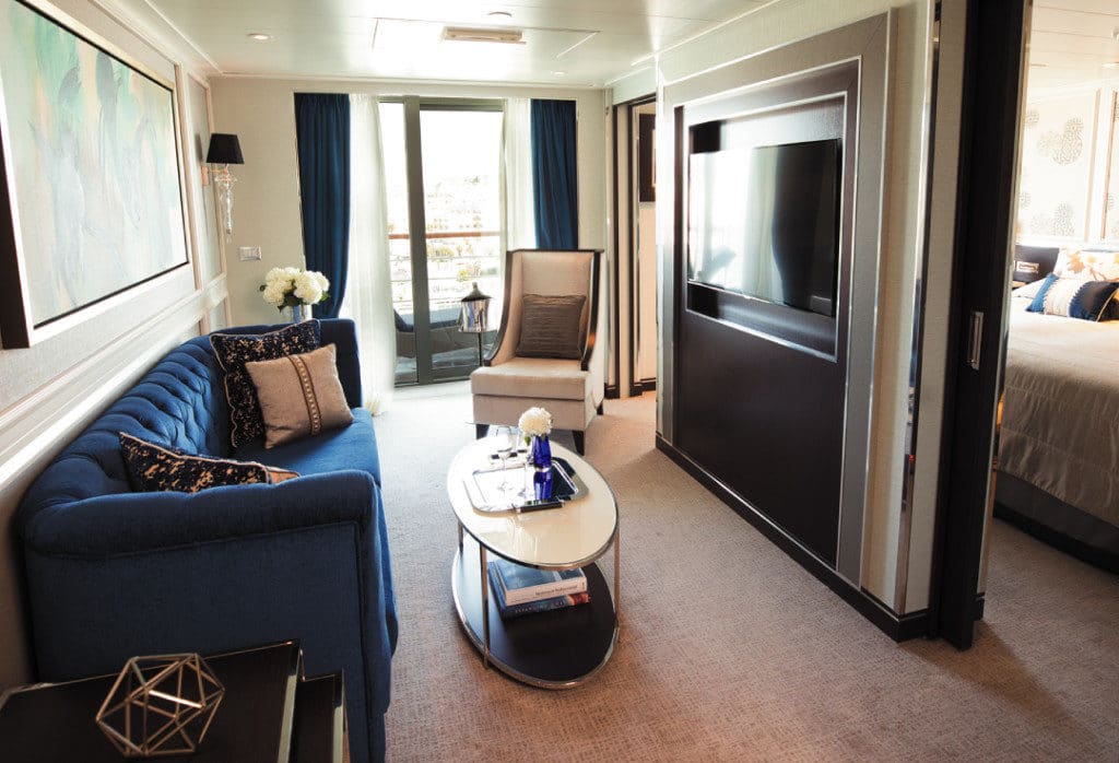 The Penthouse Suite has a separate living area and bedroom.