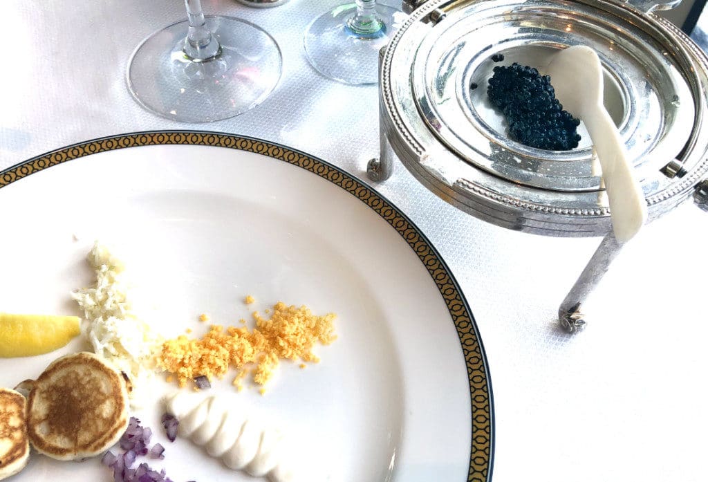 White Sturgeon Caviar is on the Queen Elizabeth Queen's Grill menu.