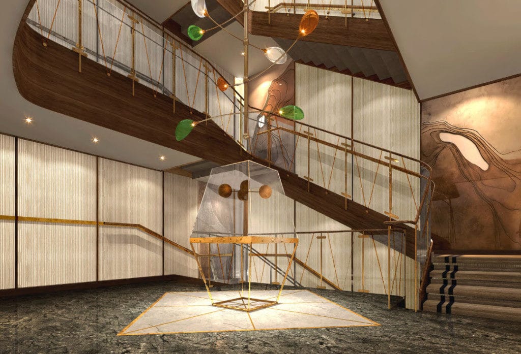 The spectacular atrium onboard the new Seabourn Venture.
