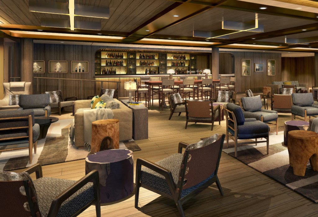 Guests on Seabourn Venture can relax in the cozy Expedition Lounge.
